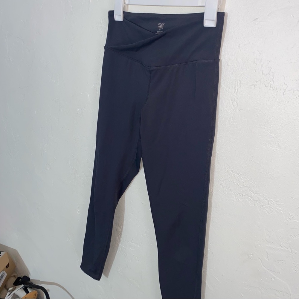 Flex Time by Thrive Societe Grey Leggings Crossover Waist Band Women Size Medium